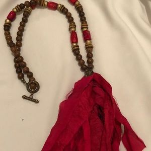 Red Silk Tassel Necklace